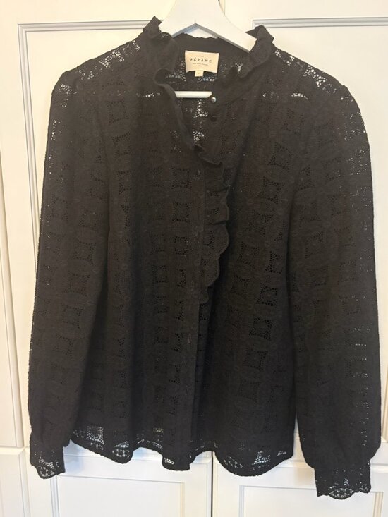 Sezane Tops - Beautiful Sezane Chlo Shirt Black Embroidery French Sizing 42
